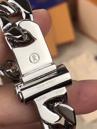 Silver-Tone and White Inlaid Curb Link Bracelet 5