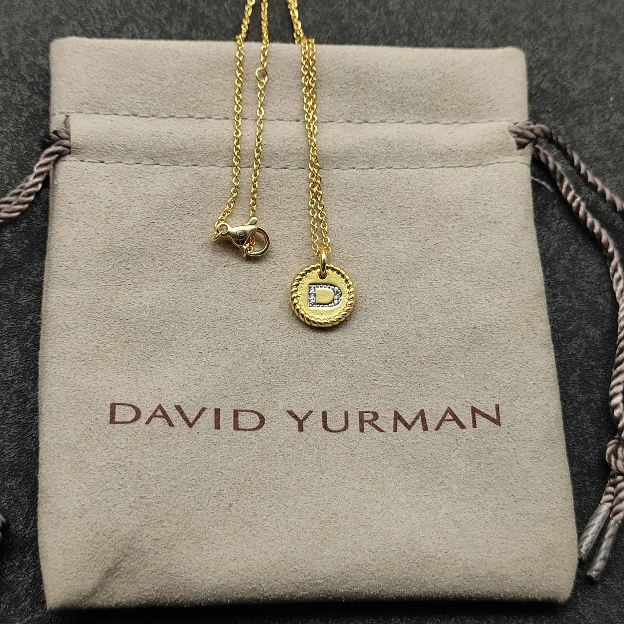 Silver-Tone Pavé Initial D Disc Pendant Necklace 7
