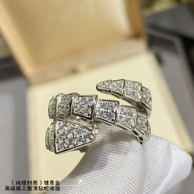 Silver-Tone Pavé Serpentine Multi-Band Ring 7