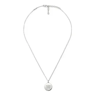 Collier pendentif circulaire gravé en ton argent