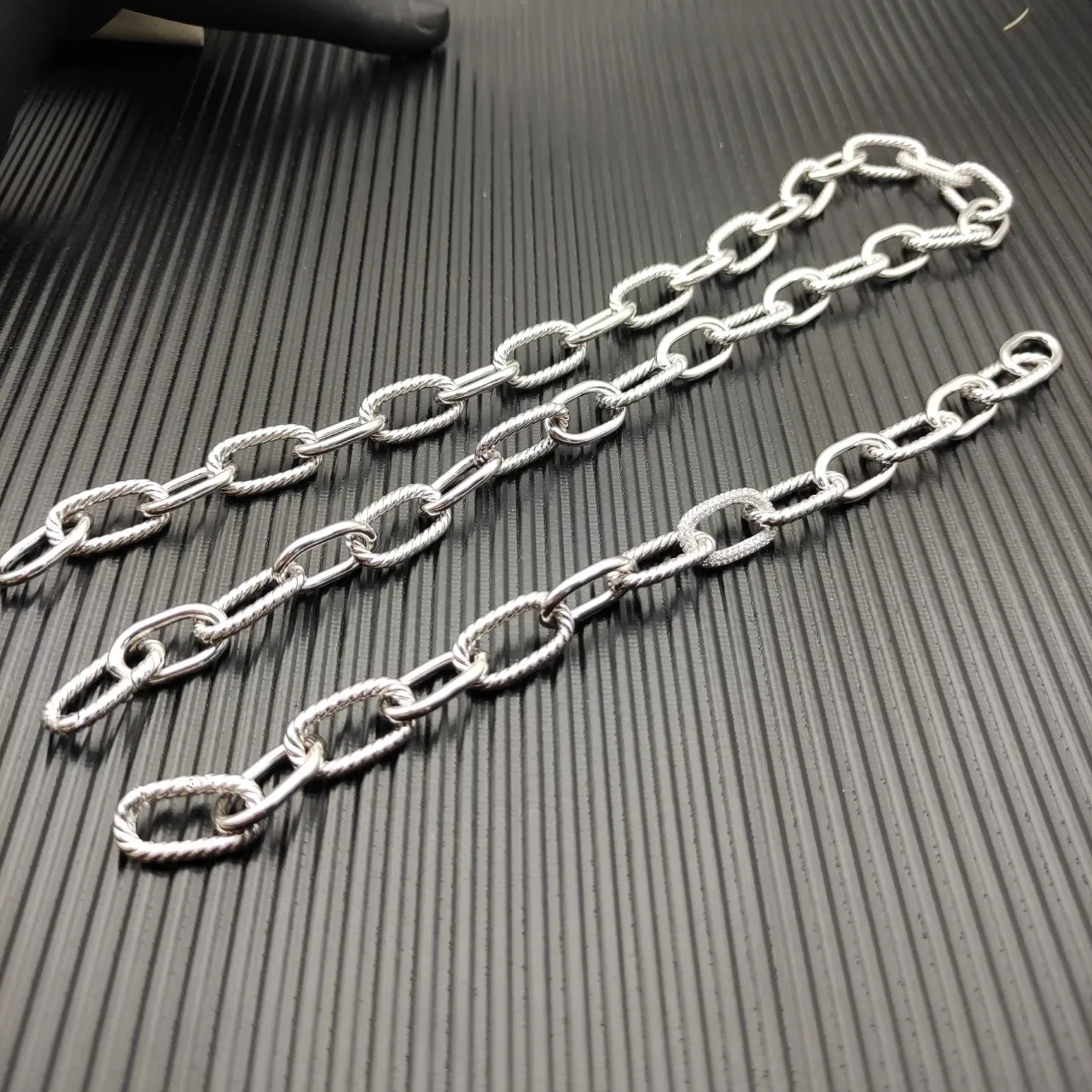 Silver Twisted Rope and Oval Link Chain Necklace 8