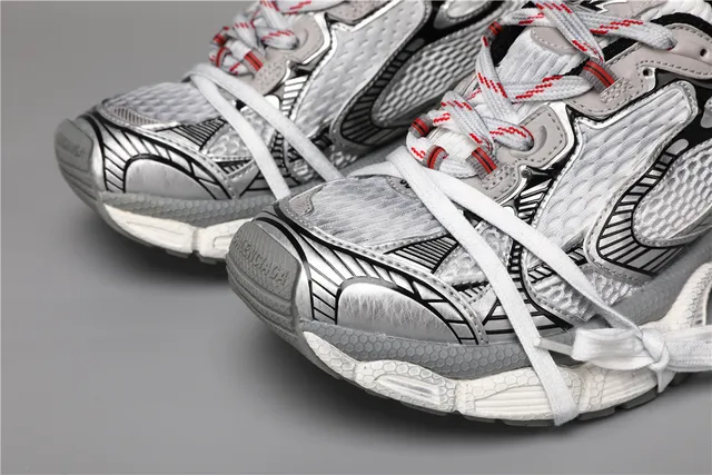 Silver White Black Red Chunky Sneakers 4