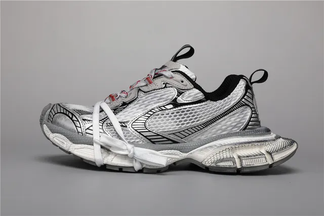 Silver White Black Red Chunky Sneakers 9