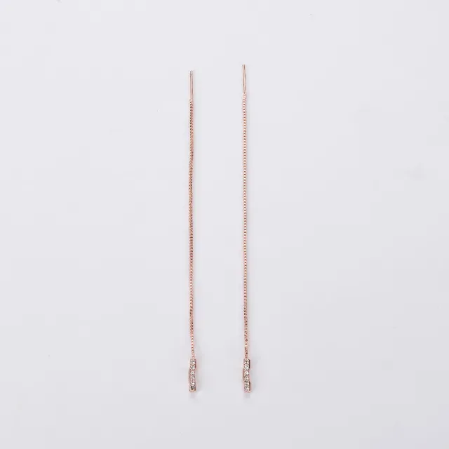 Silver White Linear Pavé Dangling Earrings 2
