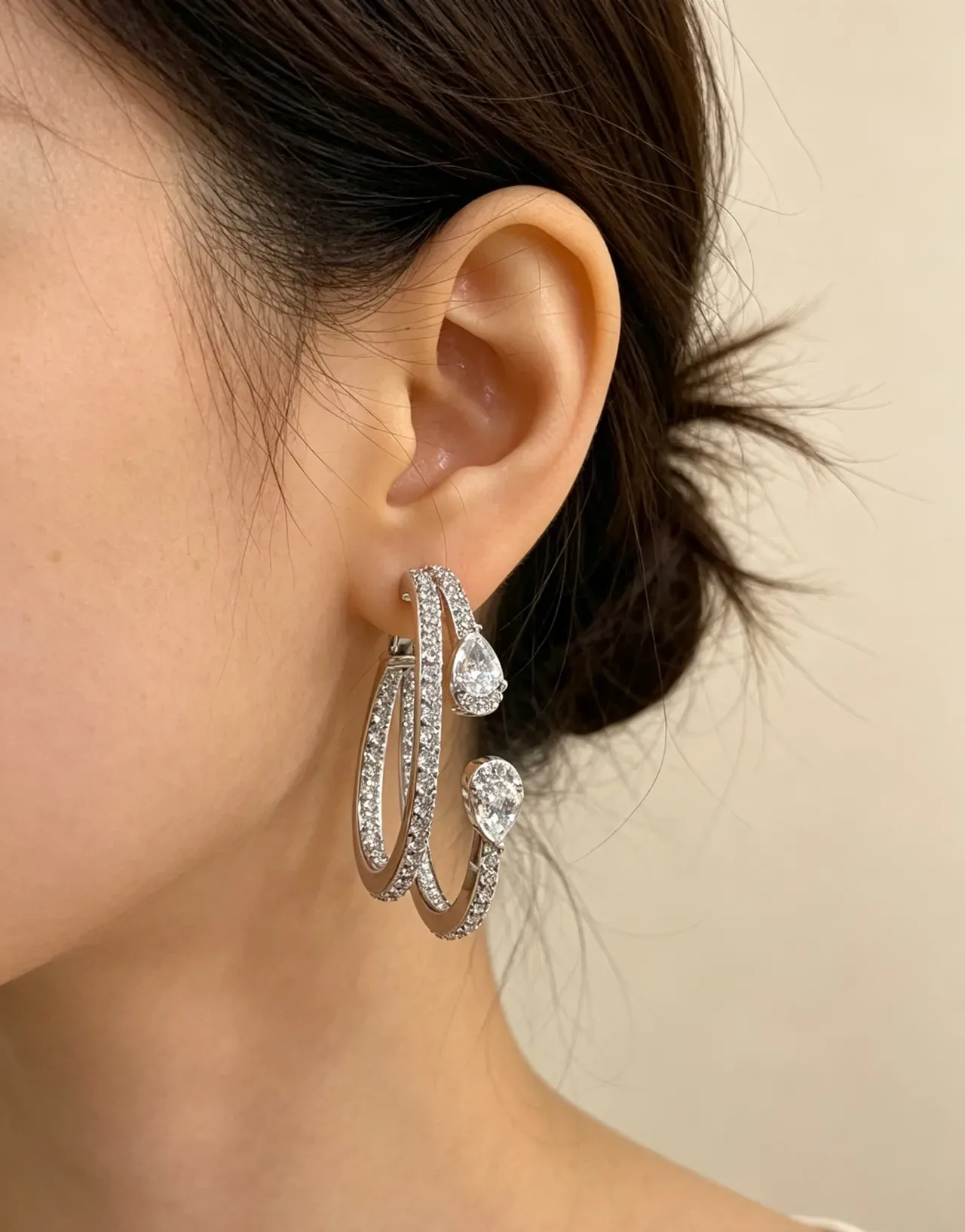 Silver Yellow Multi-Stone Pear-Cut Gem Accents Earrings 3