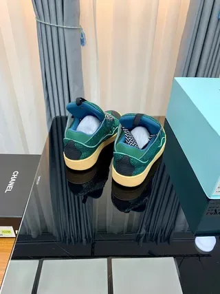 Teal Geometric Pattern Laceless Platform Sneakers 6