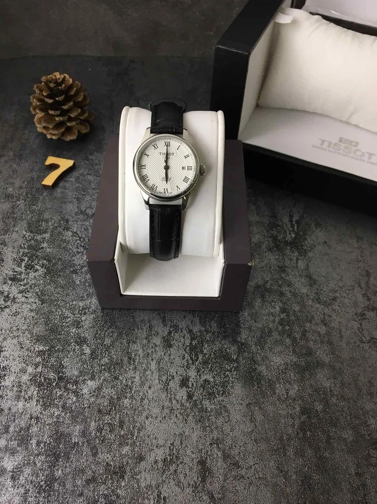 Tissot Le Locle Automatic White Guilloché Dial Black Leather Strap Mechanical Watch 4