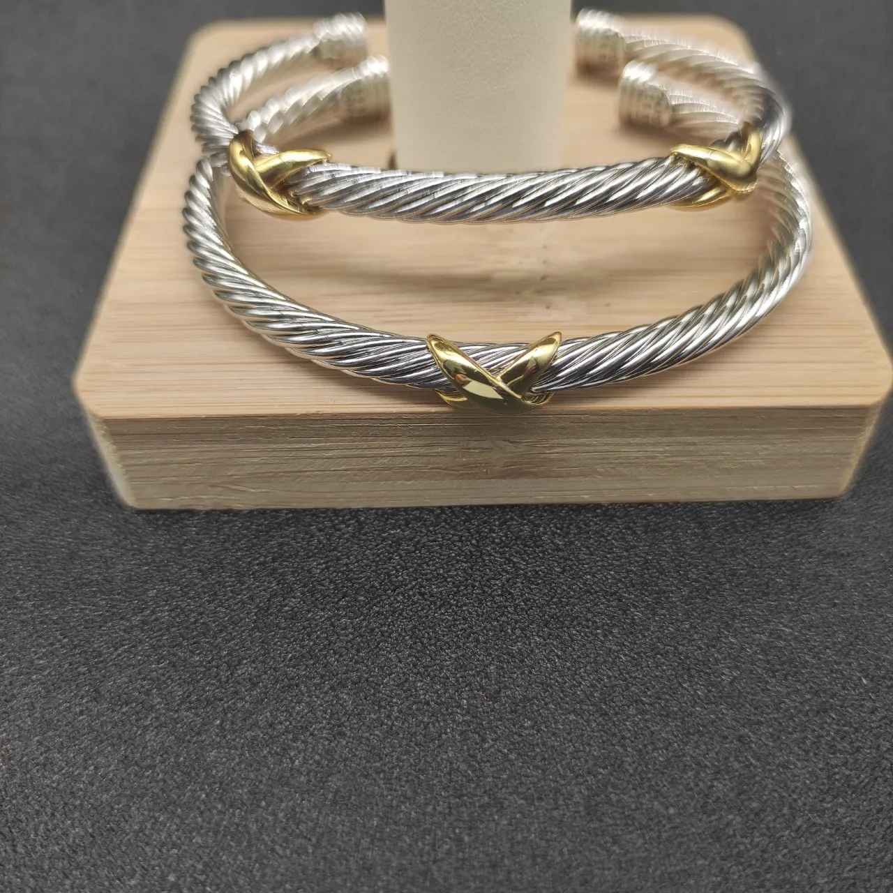 Twisted Cable Two-Tone V-Accent Bracelet 2
