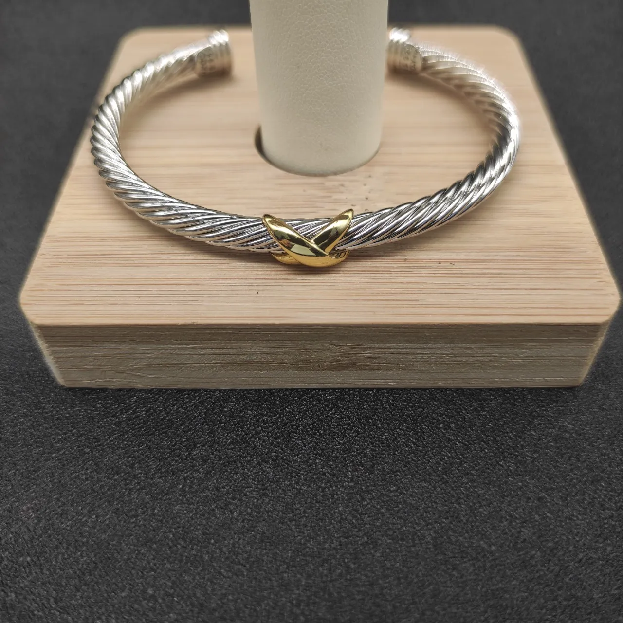 Twisted Cable Two-Tone V-Accent Bracelet 3