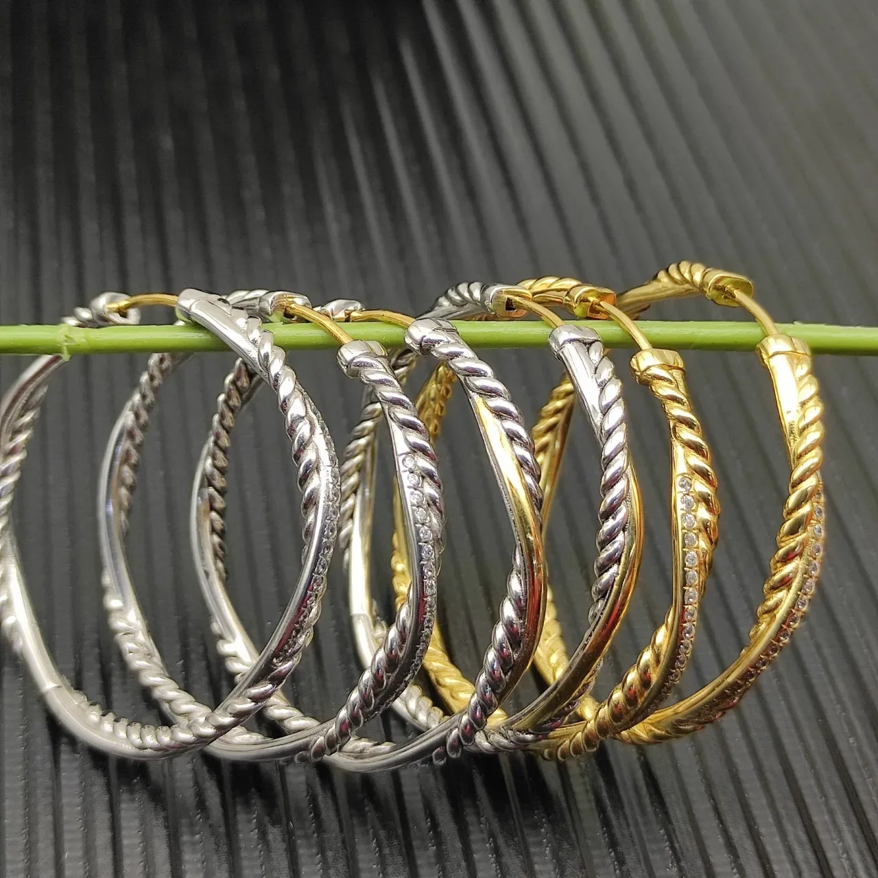 Twisted Rope Pavé Hoop Earrings 3
