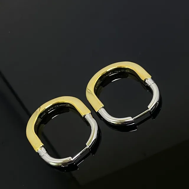 Two-Tone Gold and Silver Hinged Oval Hoop Earrings 6