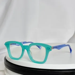 Two-Tone Mint and Blue Geometric Square Optical Glasses