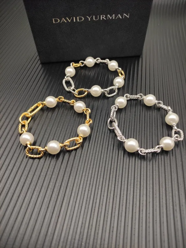 Two-Tone Pearl and Twisted Rope Link Bracelet 3