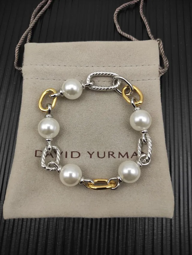 Two-Tone Pearl and Twisted Rope Link Bracelet 8