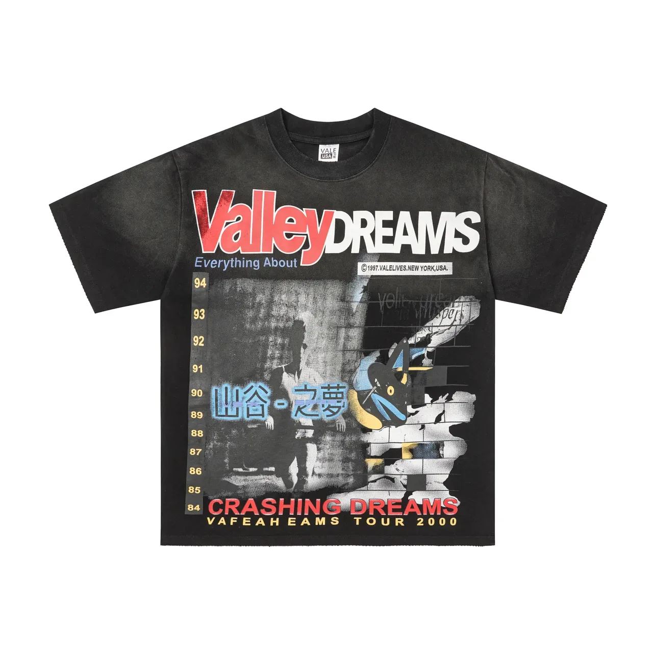 Vale Lives Valley Dreams Crashing Dreams Tour 2000 Graphic T-Shirt 9