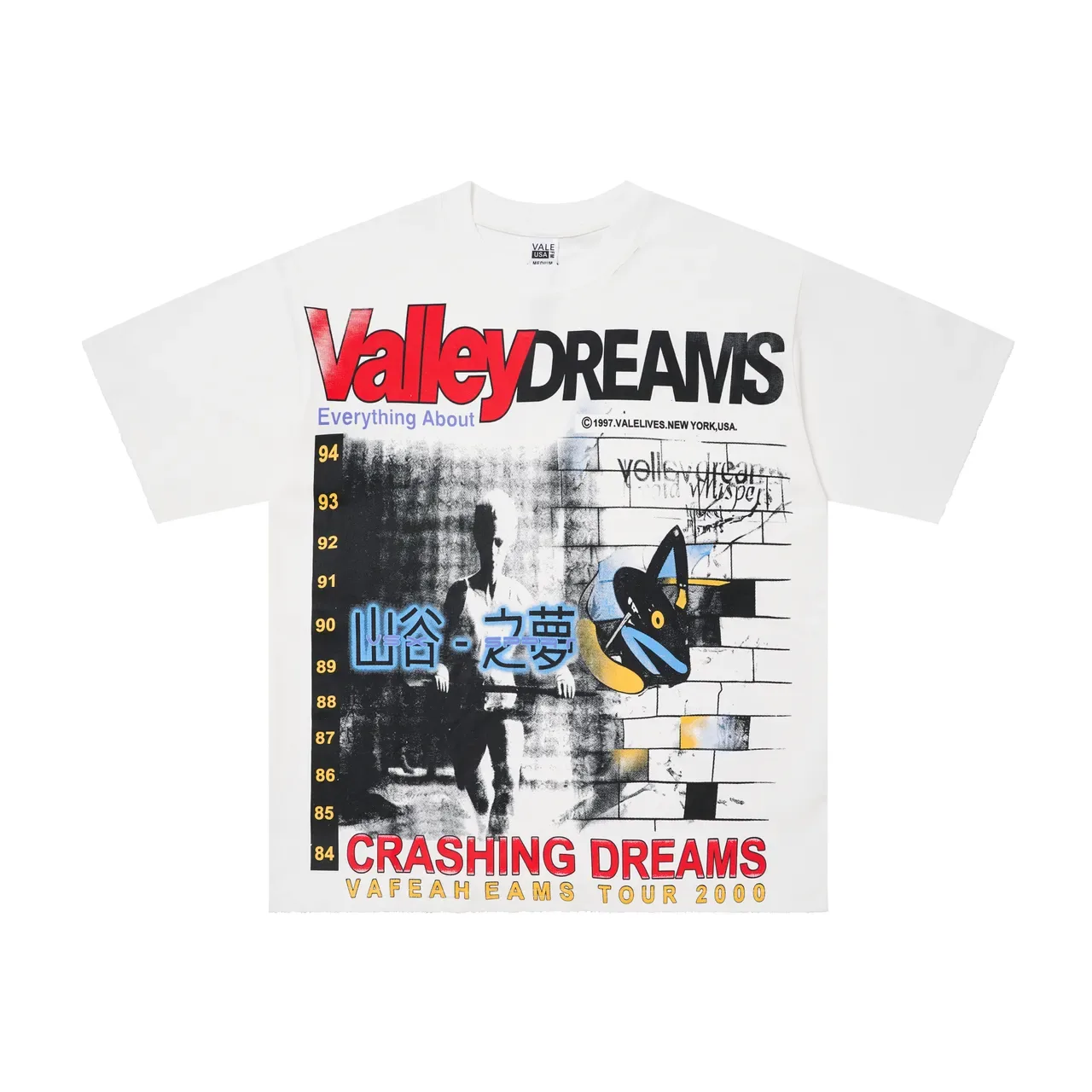 Vale Lives Valley Dreams Crashing Dreams Tour 2000 Graphic T-Shirt 11