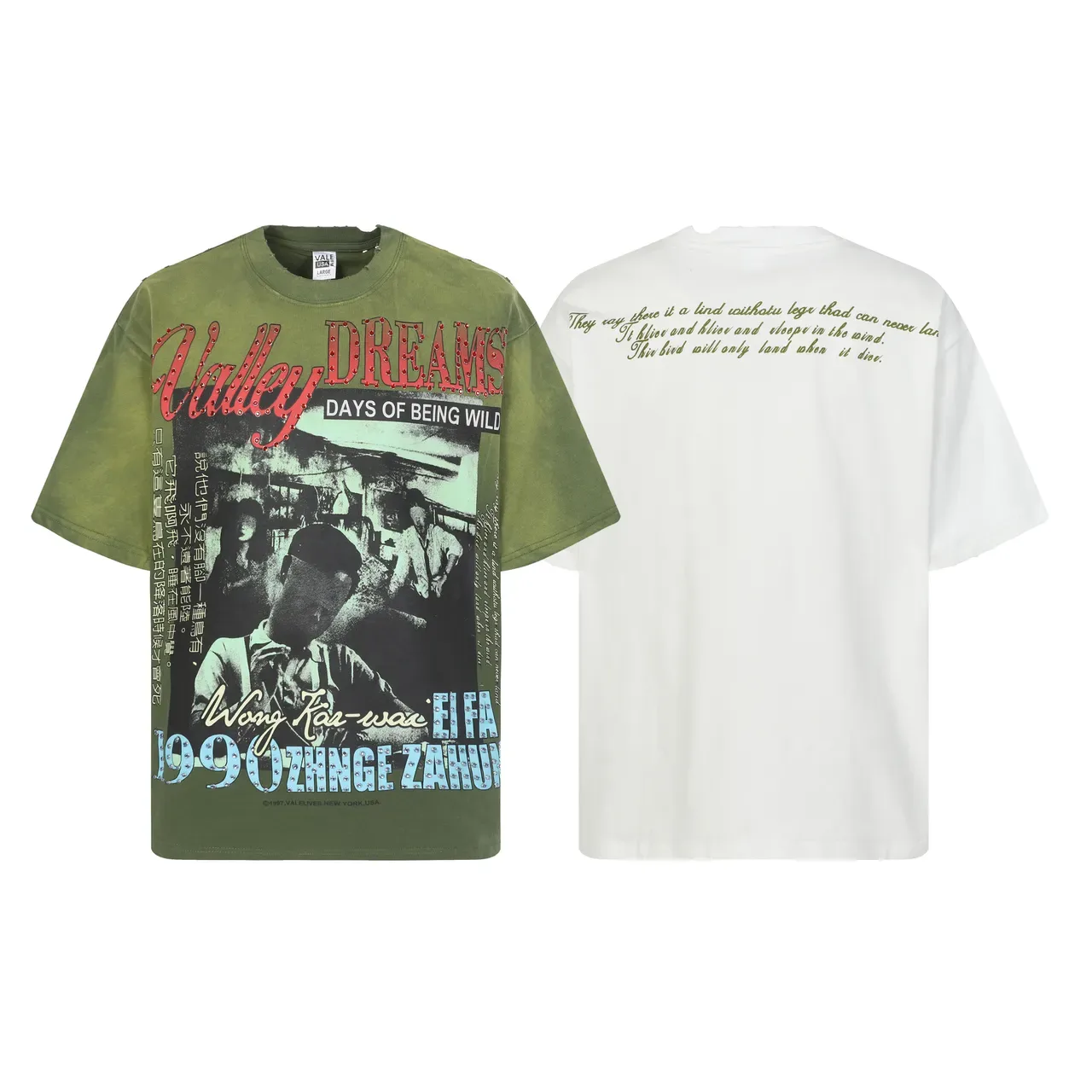 T-shirt graphique oversize vert armée Vale Valley Dreams 3