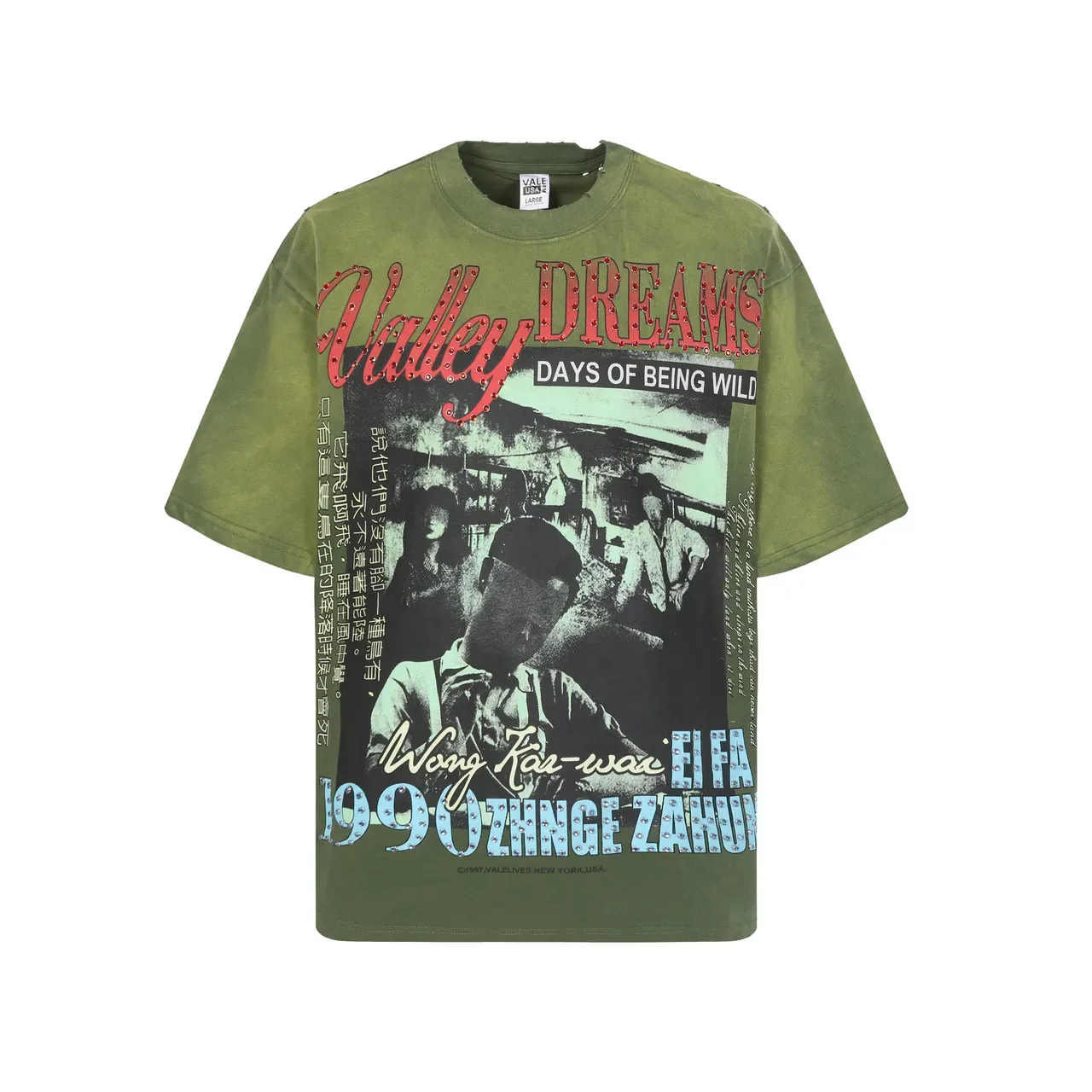 T-shirt graphique oversize vert armée Vale Valley Dreams 6