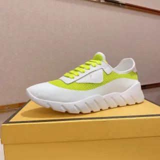 White and Neon Lime Mesh Overlay Chunky Lifestyle Sneaker