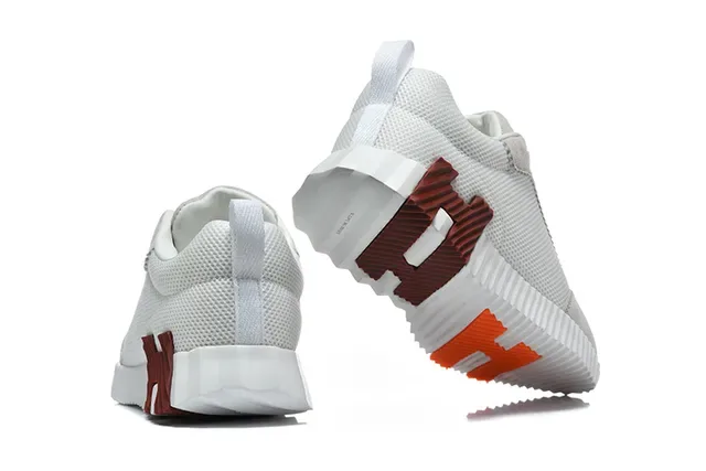 White and Orange Geometric Accent Lifestyle Sneakers 8