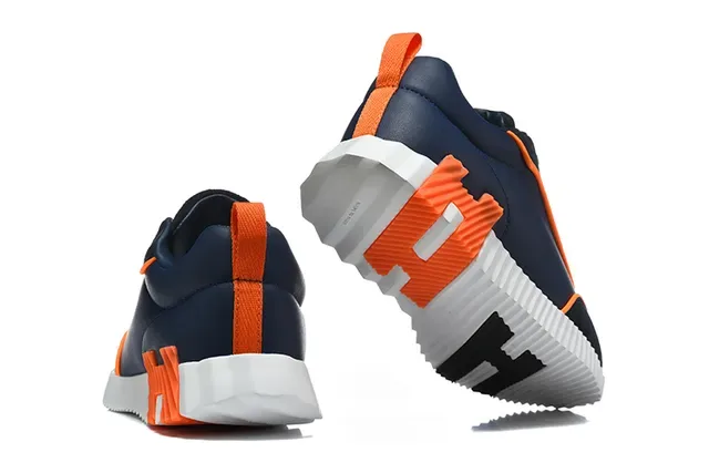 White and Orange Geometric Accent Lifestyle Sneakers 14
