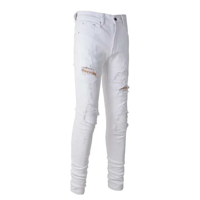 White Distressed Slim-Fit Jeans 6