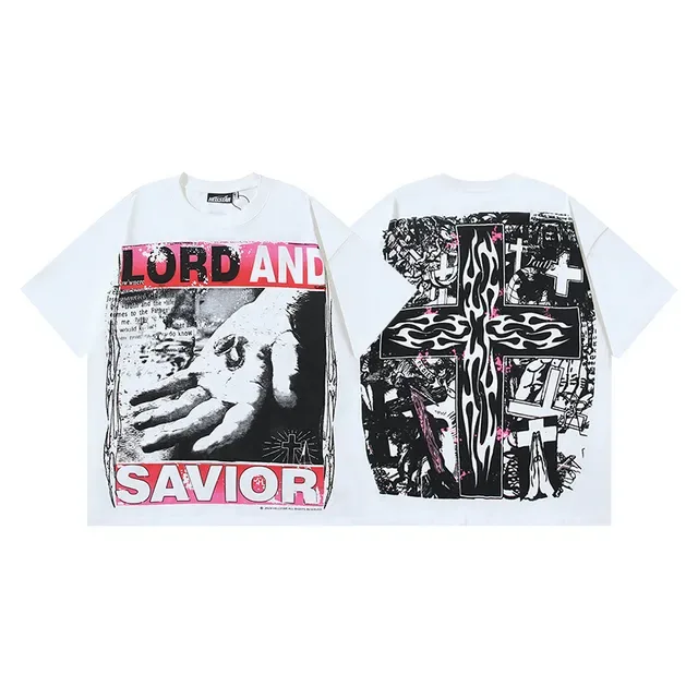 White Graphic-Print Oversized T-Shirt 4