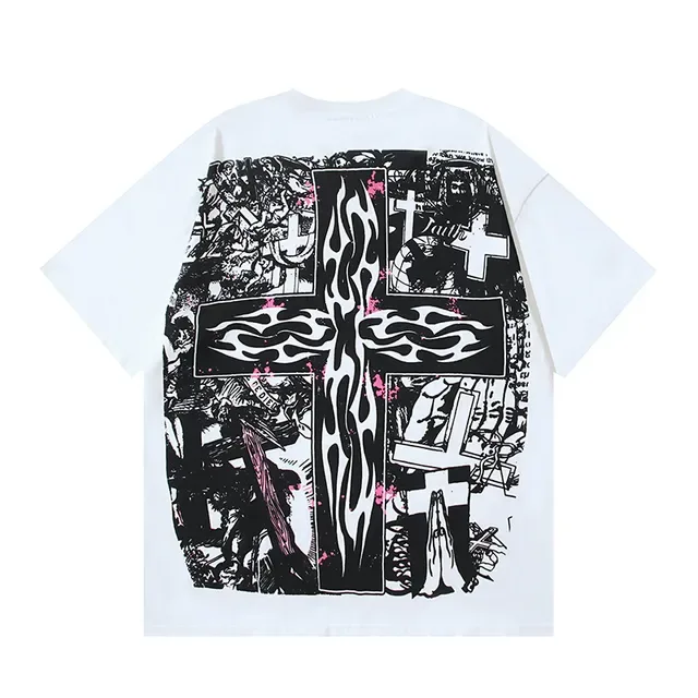 White Graphic-Print Oversized T-Shirt 6