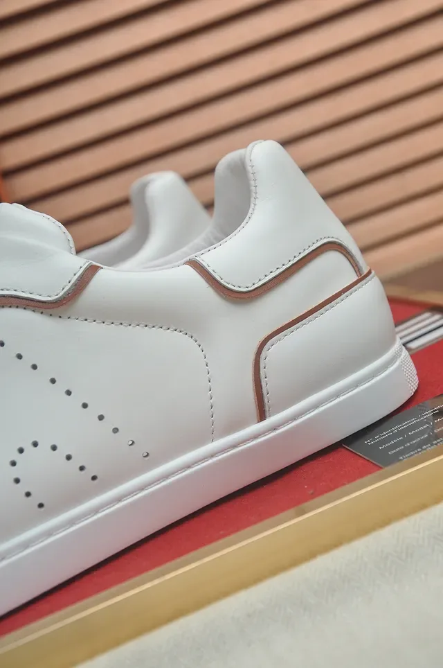 White Leather Perforated Low-Top Lifestyle Sneaker 2