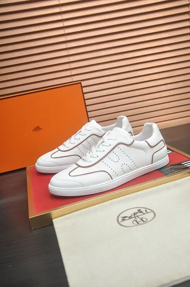 White Leather Perforated Low-Top Lifestyle Sneaker 4
