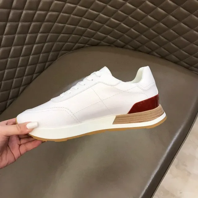 White Red Leather Upper Glossy Heel Counter Sneakers 3