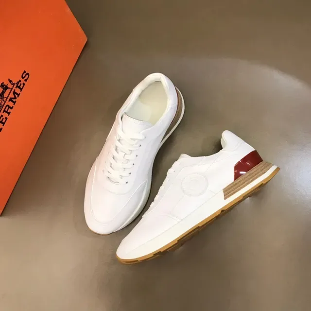 White Red Leather Upper Glossy Heel Counter Sneakers 8