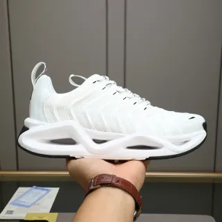 White Sculpted Midsole Mesh Sneaker