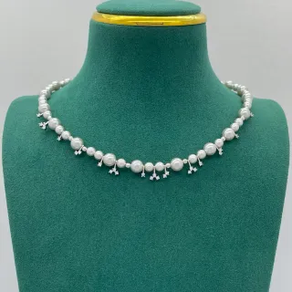 সাদা রূপালী মুক্তার ডোরি ক্রমিক আকার হার
