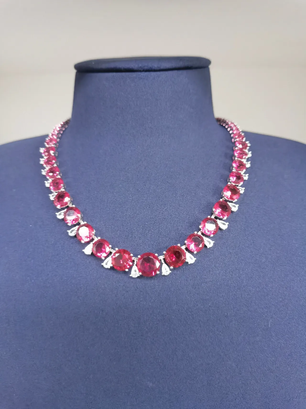 Yellow and Clear Gemstone Tennis Necklace 7