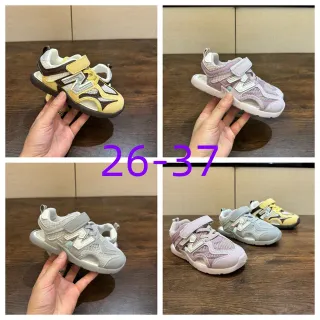 黄色棕色灰色网状魔术贴鞋带休闲凉鞋