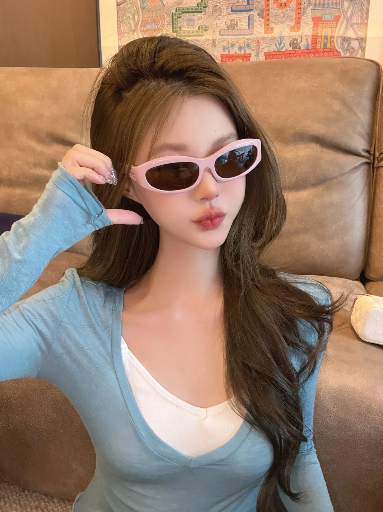 Gentle Monster نظارات شمسية مستطيلة ضيقة لامعة سوداء 3