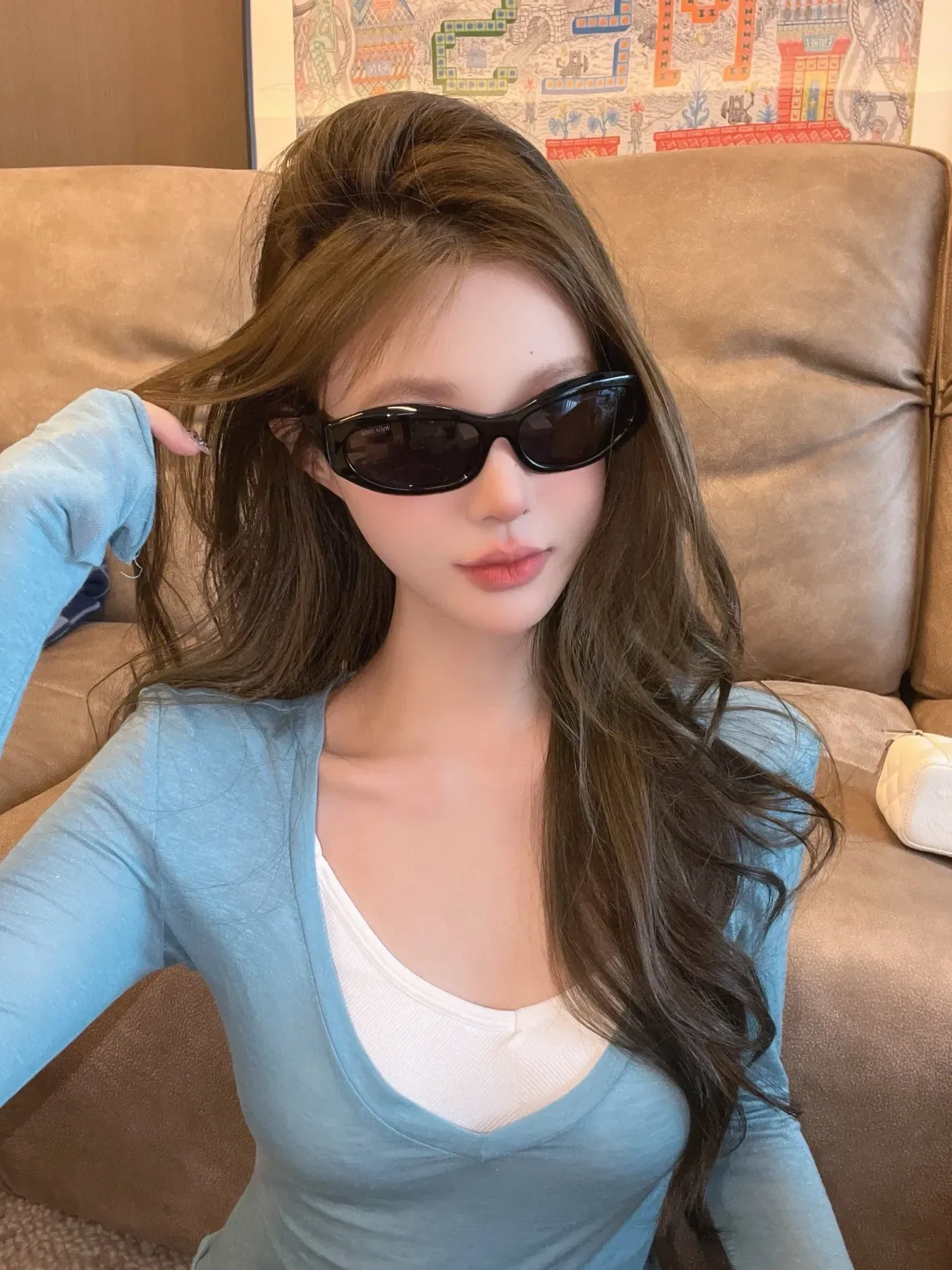 Gentle Monster نظارات شمسية مستطيلة ضيقة لامعة سوداء 6