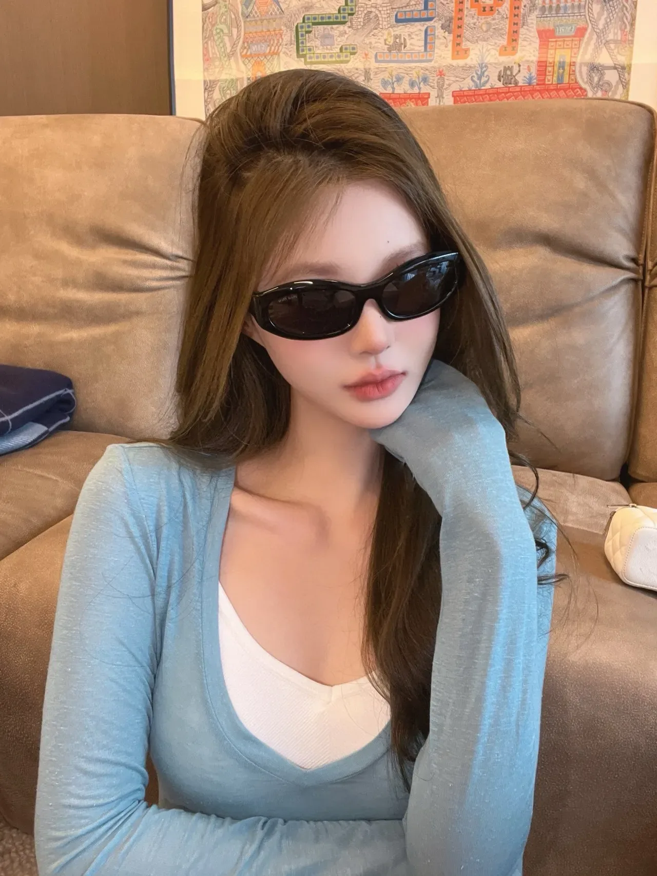 Gentle Monster نظارات شمسية مستطيلة ضيقة لامعة سوداء 7