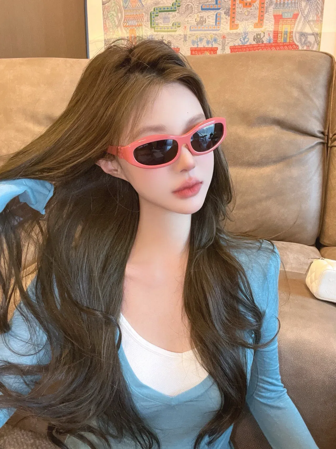 Gentle Monster نظارات شمسية مستطيلة ضيقة لامعة سوداء 8