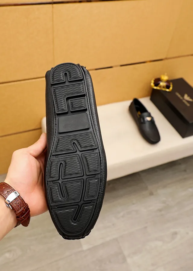 Giorgio Armani Black Leather Eagle-Buckle Loafers 2