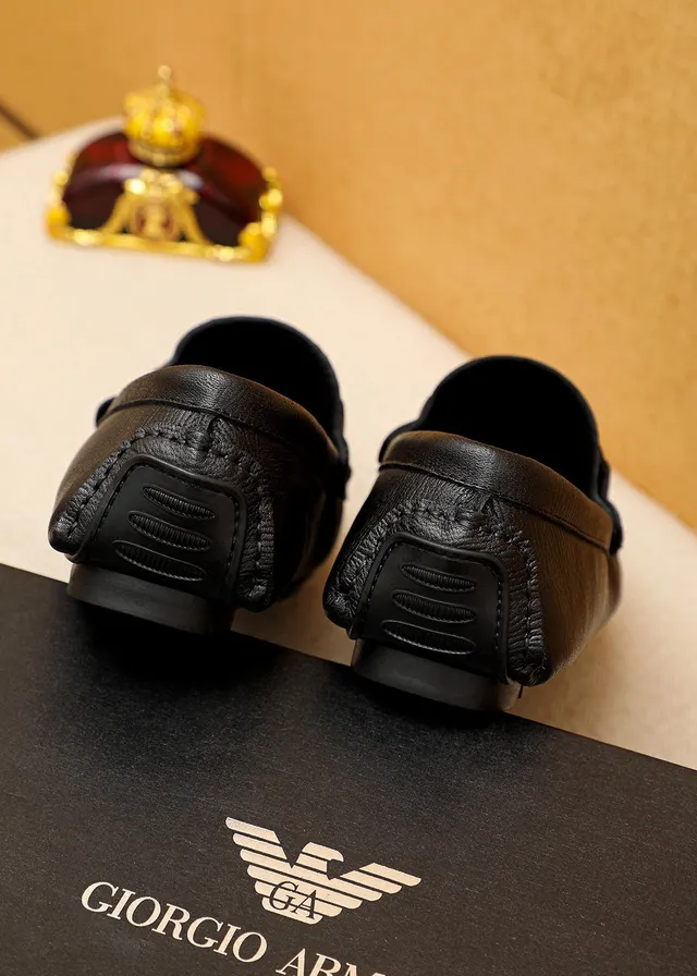 Giorgio Armani Black Leather Eagle-Buckle Loafers 3