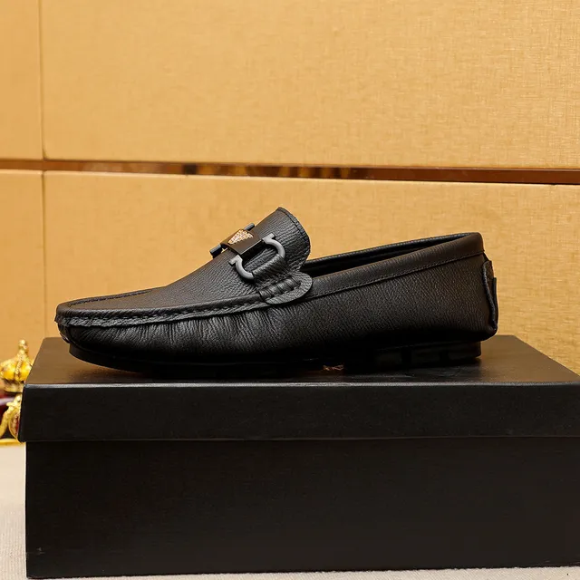 Giorgio Armani Black Leather Eagle-Buckle Loafers 5
