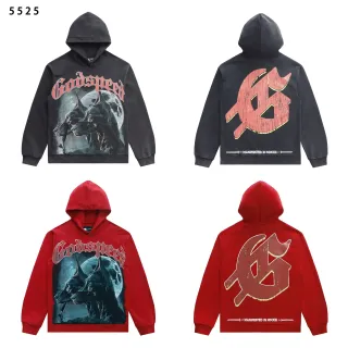 Godspeed Black Red Graphic-Print Distressed Logo Hoodie