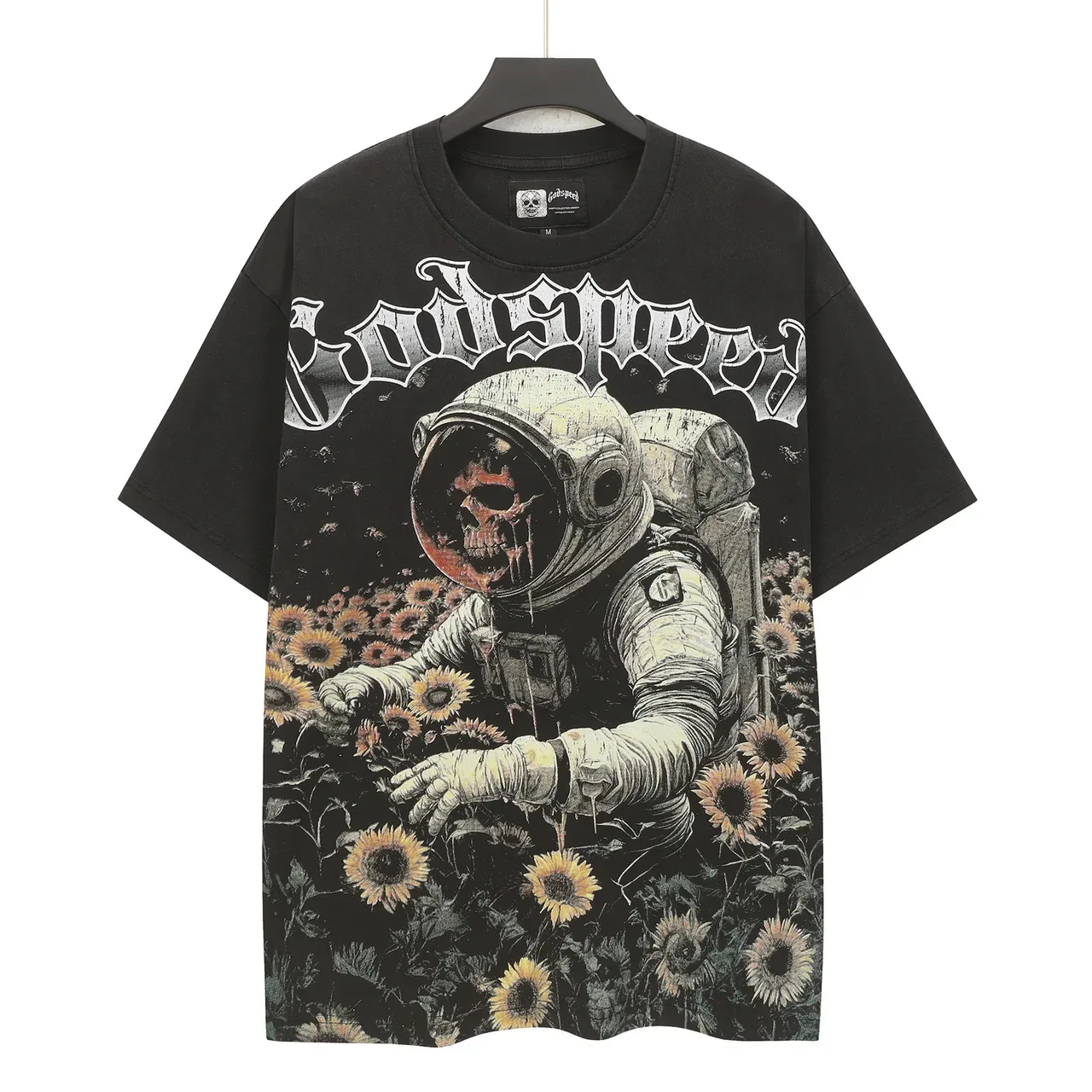 Camiseta negra oversized con estampado gráfico Godspeed 2