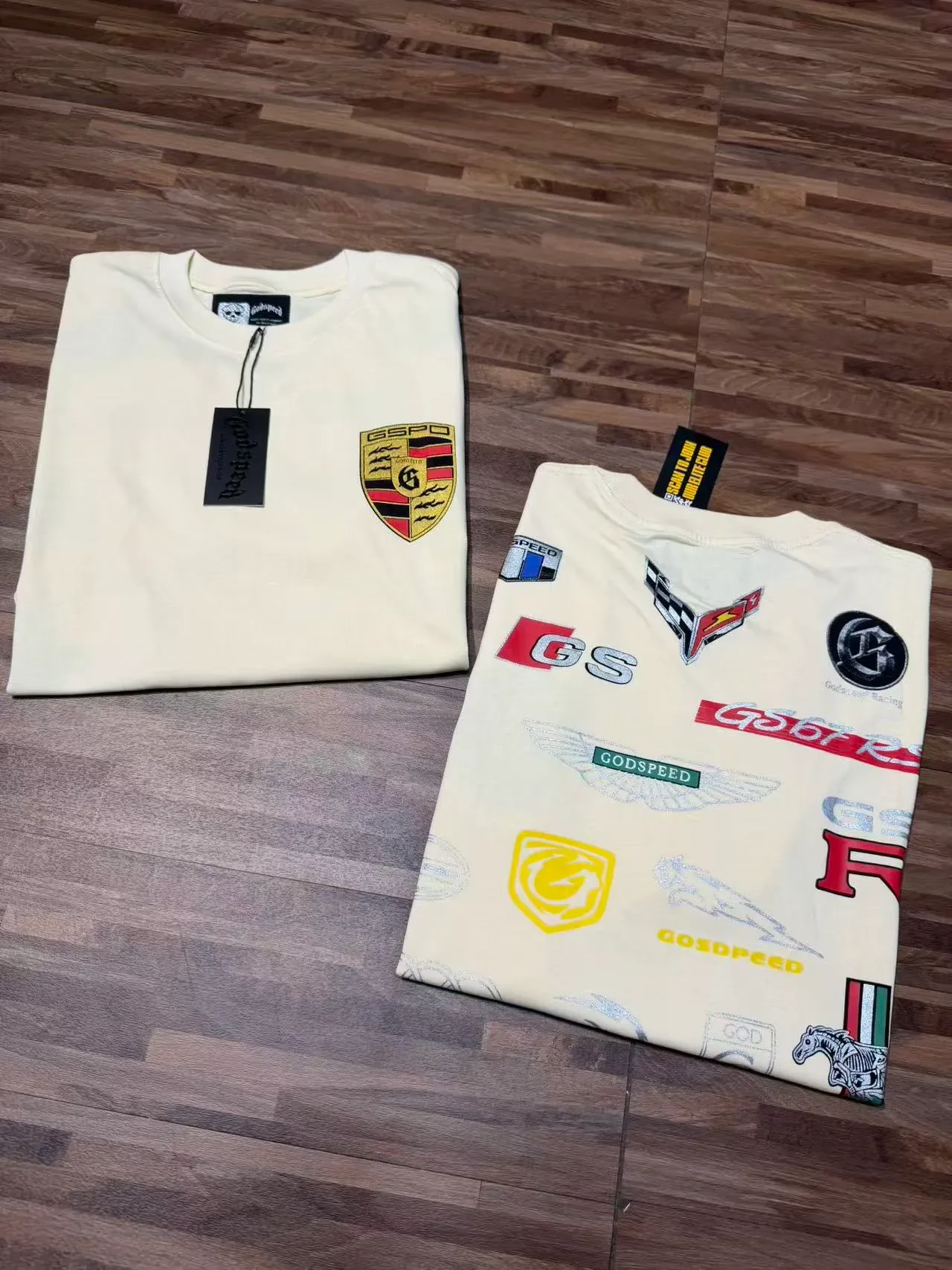 Godspeed Motorsport Patchwork Off-White Graphic T-Shirt 5