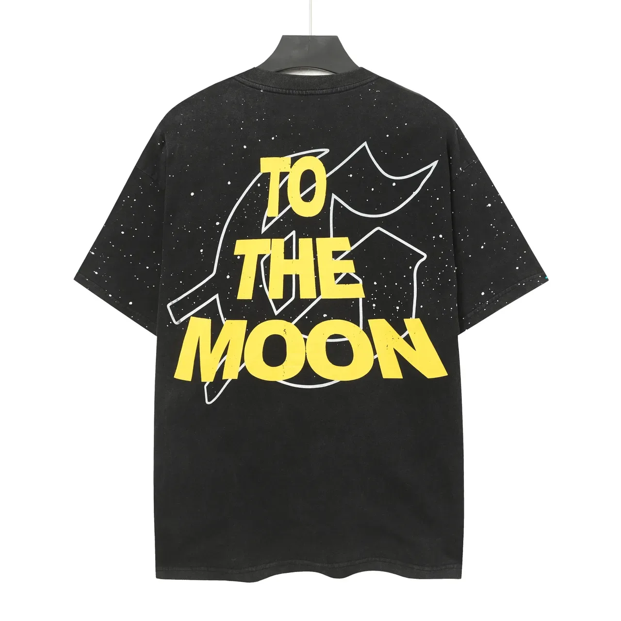 Godspeed To The Moon ओवरसाइज़्ड स्पेस-वॉश ग्राफिक टी-शर्ट 3