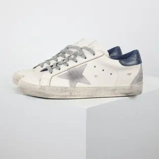 Golden Goose Superstar branco marinho desgastado sola de copa metálico estrela patch estilo de vida tênis