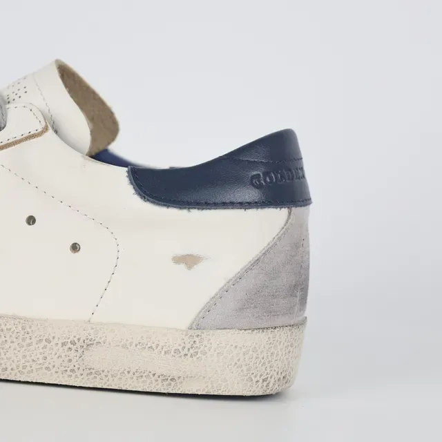 Golden Goose Superstar সাদা নৌবাহিনী ছেঁড়া কাপসোল ধাতব তারা প্যাচ জীবনধারা স্নিকার্স 4