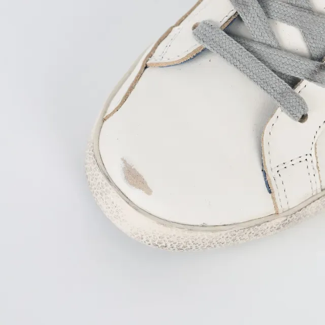 Golden Goose Superstar সাদা নৌবাহিনী ছেঁড়া কাপসোল ধাতব তারা প্যাচ জীবনধারা স্নিকার্স 5